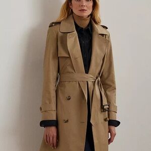 Ralph Lauren Taupe Belted Trench Coat Size Small